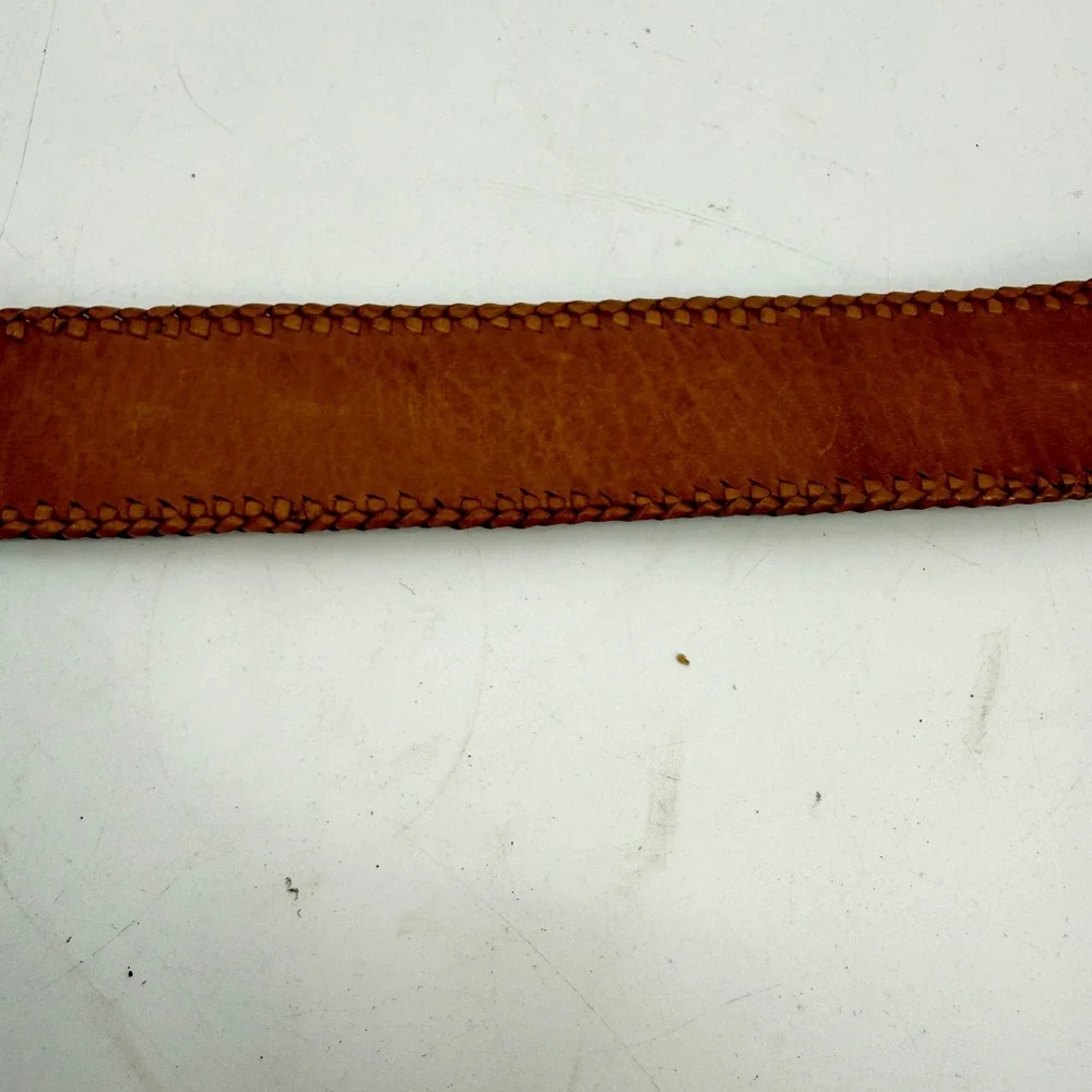 Vintage Southwestern‎ Woven Leather Belt Unisex SZ 40 Brown Black Geometric Boho